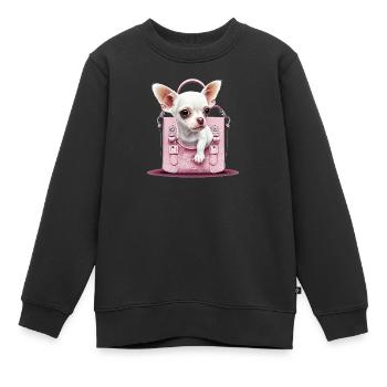 Pink Chihuahua | Rosa Handtasche Welpe Girlie - Kinder Premium Organic Sweatshirt - Schwarz - Vorne - AI Model Kid Female (0cm)