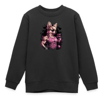 Chihuahua rose | Fille Fitness Salle de sport - Sweat Premium enfant bio - noir - Devant - AI Model Kid Female (0cm)