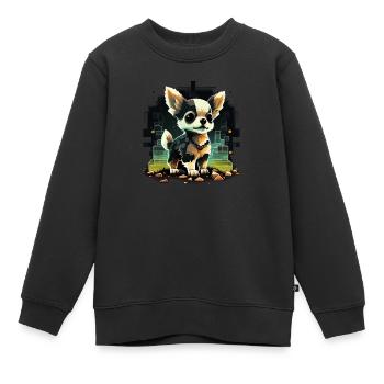 Chihuahua | Gaming Gamer Funny Comic Videogame - Kids Premium Organic Sweatshirt - black - Front - AI Model Kid Female (0cm)