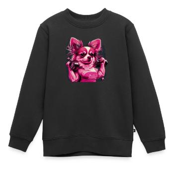 Chihuahua rose | Fille Fitness Salle de sport - Sweat Premium enfant bio - noir - Devant - AI Model Kid Female (0cm)