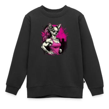 Chihuahua rose | Fille Fitness Salle de sport - Sweat Premium enfant bio - noir - Devant - AI Model Kid Female (0cm)