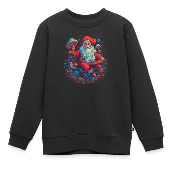 Mushroom Weihnachtsmann| Fantasy Pilze Natur Goa - Kinder Premium Organic Sweatshirt - Schwarz - Vorne - AI Model Kid Female (0cm)