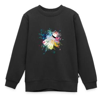 Wasserfabe Farbexplosion Splash Design Federball - Kinder Premium Organic Sweatshirt - Schwarz - Vorne - AI Model Kid Female (0cm)
