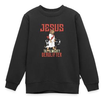 Jesus Deadlift Workout - Kinder Premium Organic Sweatshirt - Schwarz - Vorne - AI Model Kid Female (0cm)
