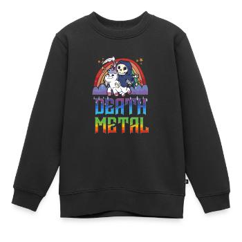 Death Metal & Einhorn Regenbogen - Kinder Premium Organic Sweatshirt - Schwarz - Vorne - AI Model Kid Female (0cm)