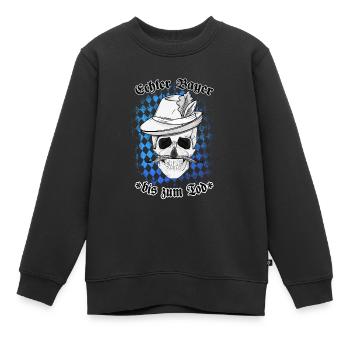 Echter Bayer - Bis zum Tod - Totenkopf - Rauten - Kinder Premium Organic Sweatshirt - Schwarz - Vorne - AI Model Kid Female (0cm)