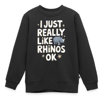 Rhinocéros Rhinocéros - Sweat Premium enfant bio - noir - Devant - AI Model Kid Female (0cm)