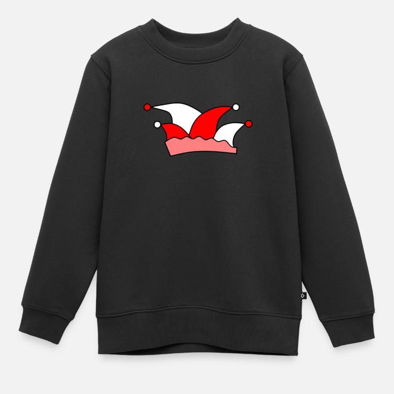 Rot-weiße Narrenkappe - Kinder Premium Organic Sweatshirt - Schwarz