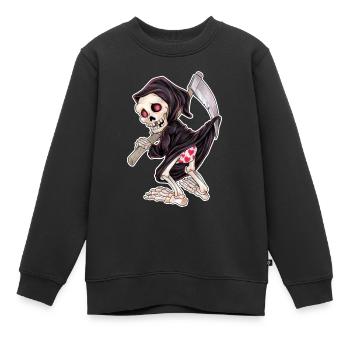 Lustiger Grim Reaper Tod mit Herz Höschen - Kinder Premium Organic Sweatshirt - Schwarz - Vorne - AI Model Kid Female (0cm)