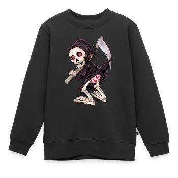 Lustiger Grim Reaper Tod mit Herz Höschen - Kinder Premium Organic Sweatshirt - Schwarz - Vorne - AI Model Kid Female (0cm)