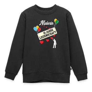 Malerin 10 jähriges Jubiläum Malerbetrieb 10 Jahre - Kinder Premium Organic Sweatshirt - Schwarz - Vorne - AI Model Kid Female (0cm)