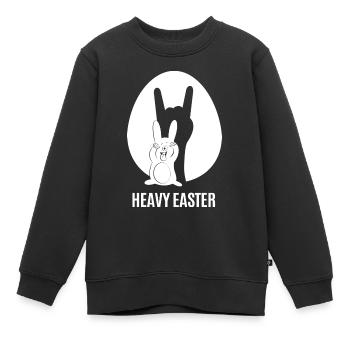 Heavy Easter - lustiger Metal Osterhase - Kinder Premium Organic Sweatshirt - Schwarz - Vorne - AI Model Kid Female (0cm)