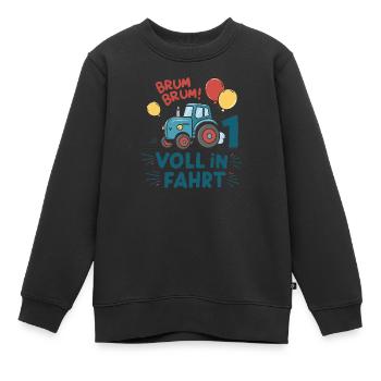 Cooler Traktor 1. Geburtstag: Bestseller Geschenk! - Kinder Premium Organic Sweatshirt - Schwarz - Vorne - AI Model Kid Female (0cm)