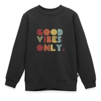 Good vibes only - glück vibes - Kinder Premium Organic Sweatshirt - Schwarz - Vorne - AI Model Kid Female (0cm)