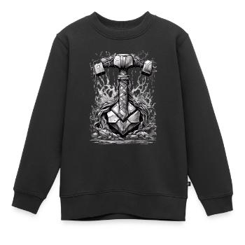 Le marteau de Thor - Sweat Premium enfant bio - noir - Devant - AI Model Kid Female (0cm)
