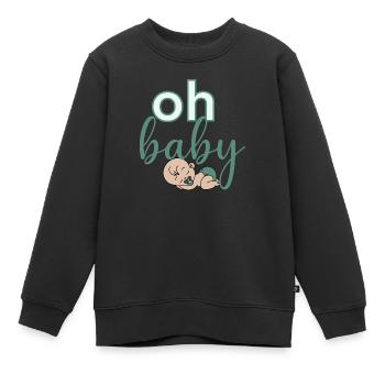 Oh Baby - Kids Premium Organic Sweatshirt - black - Front - AI Model Kid Female (0cm)