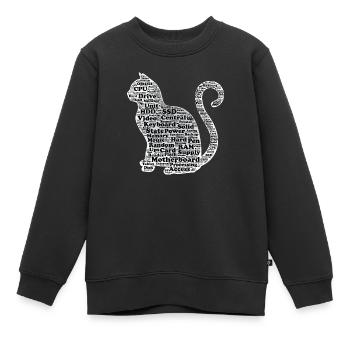 Hardware Cat - Sweat Premium enfant bio - noir - Devant - AI Model Kid Female (0cm)
