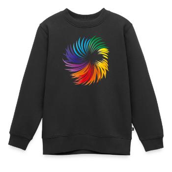 Wirbel Regenbogen - Kinder Premium Organic Sweatshirt - Schwarz - Vorne - AI Model Kid Female (0cm)