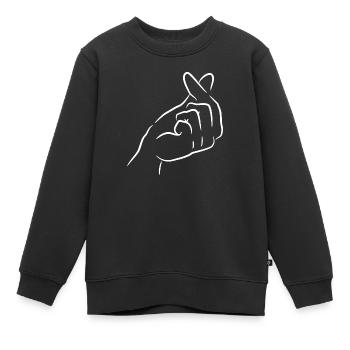 Finger Herz Koreanisch K Pop - Kinder Premium Organic Sweatshirt - Schwarz - Vorne - AI Model Kid Female (0cm)