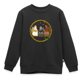 Huehner Hühner Huhn Hahn Kücken Vogel Ei Ostern - Kinder Premium Organic Sweatshirt - Schwarz - Vorne - AI Model Kid Female (0cm)