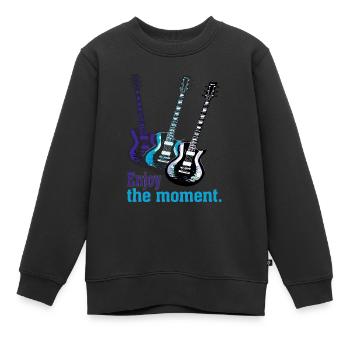Electric guitars with saying Enjoy the moment. - Kids Premium Organic Sweatshirt - black - Front - AI Model Kid Female (0cm)