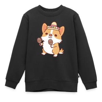 Niedlicher Corgi-Welpe mit Maracas Fiesta - Kinder Premium Organic Sweatshirt - Schwarz - Vorne - AI Model Kid Female (0cm)