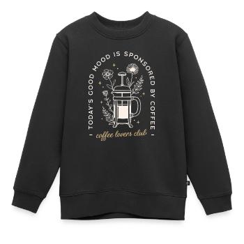 Citation café de spécialité humour - Sweat Premium enfant bio - noir - Devant - AI Model Kid Female (0cm)