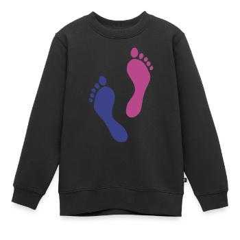 Fußabdrücke Barfuß Füße - Kinder Premium Organic Sweatshirt - Schwarz - Vorne - AI Model Kid Female (0cm)