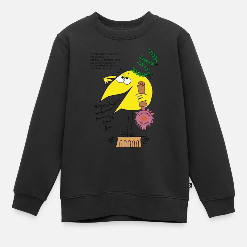 Intelligence Shadok - Sweat Premium enfant bio - noir