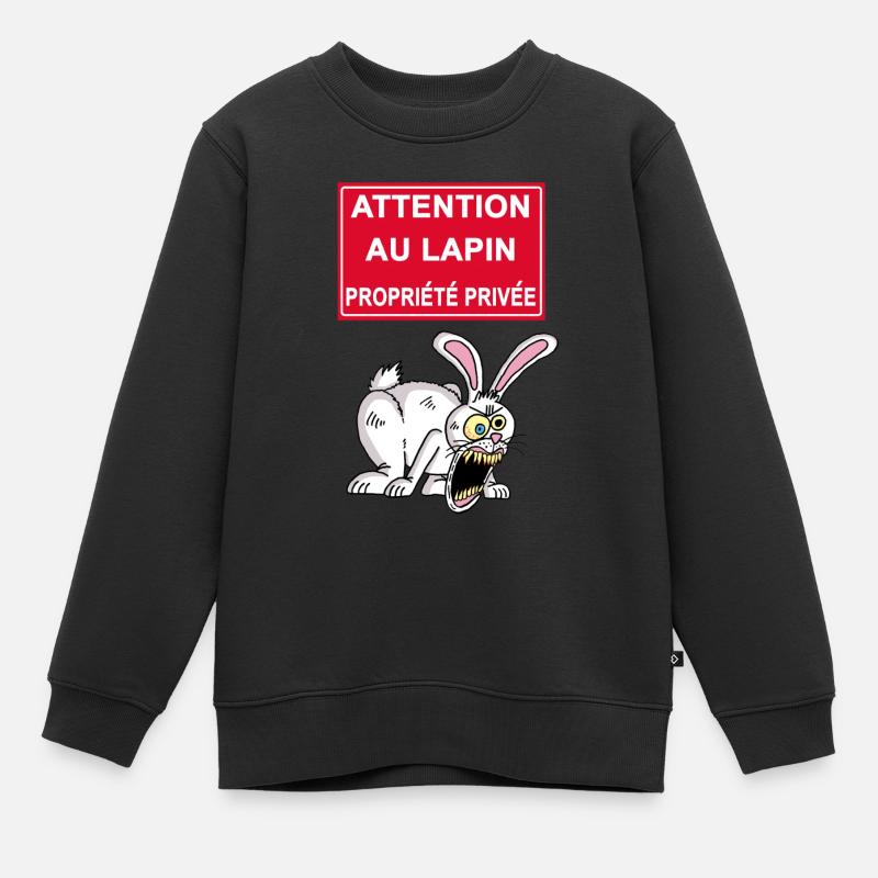 Attention au lapin blanc - Sweat Premium enfant bio - noir