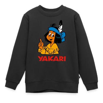 Yakari - Aufgepasst! - Kinder Premium Organic Sweatshirt - Schwarz - Vorne - AI Model Kid Female (0cm)