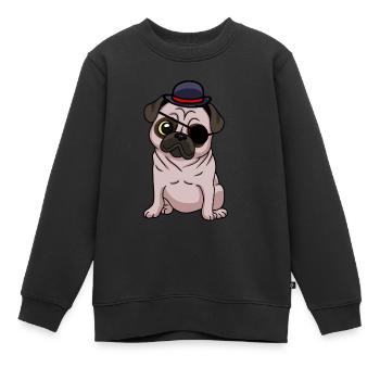 Fantasy Mops Hund Augenklappe Hunde Hut Kind - Kinder Premium Organic Sweatshirt - Schwarz - Vorne - AI Model Kid Female (0cm)