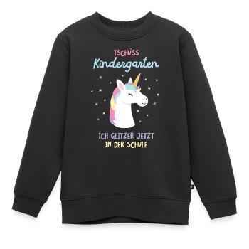Einschulung Tschüss Kindergarten Einhorn - Kids Premium Organic Sweatshirt - black - Front - AI Model Kid Female (0cm)