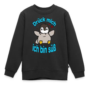 Penguin Push Me - Kids Premium Organic Sweatshirt - black - Front - AI Model Kid Female (0cm)