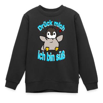 Penguin Push Me - Kids Premium Organic Sweatshirt - black - Front - AI Model Kid Female (0cm)