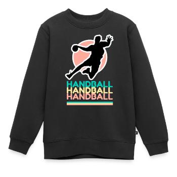 Handball, handball, handball - Sweat Premium enfant bio - noir - Devant - AI Model Kid Female (0cm)