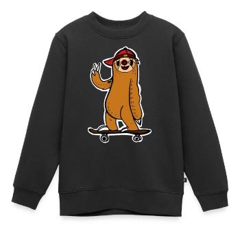 Skateboard Faultier - Kinder Premium Organic Sweatshirt - Schwarz - Vorne - AI Model Kid Female (0cm)
