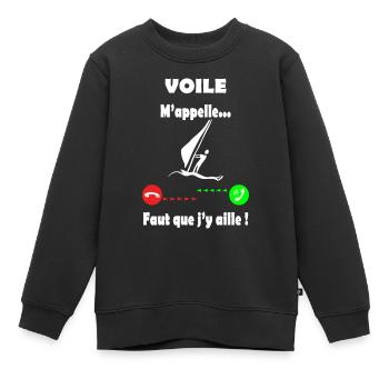 Voile - voile m'appelle - Sweat Premium enfant bio - noir - Devant - AI Model Kid Female (0cm)