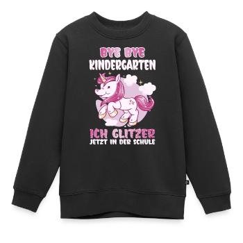 Ich glitzer jetzt in der Schule Einschulung - Kinder Premium Organic Sweatshirt - Schwarz - Vorne - AI Model Kid Female (0cm)