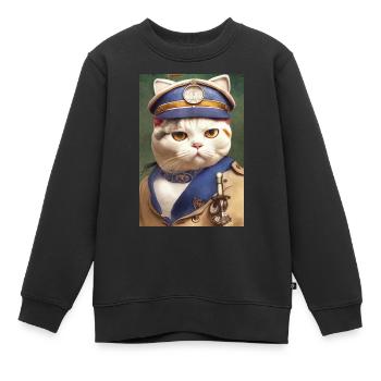 Cat Shorthair British Sail Uniform Navy - Sweat Premium enfant bio - noir - Devant - AI Model Kid Female (0cm)