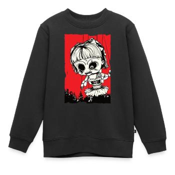 Puppe über Wald - Kinder Premium Organic Sweatshirt - Schwarz - Vorne - AI Model Kid Female (0cm)