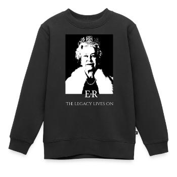 Königin Elisabeth II. Das Vermächtnis lebt weiter - Kinder Premium Organic Sweatshirt - Schwarz - Vorne - AI Model Kid Female (0cm)