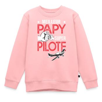 Cadeau papy meilleur papi pilote avion - Sweat Premium enfant bio - rose - Devant - AI Model Kid Female (0cm)
