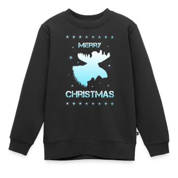 Merry Christmas moose - Kinder Premium Organic Sweatshirt - Schwarz - Vorne - AI Model Kid Female (0cm)