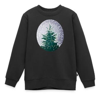 sapin de Noël illuminé dans la neige - Sweat Premium enfant bio - noir - Devant - AI Model Kid Female (0cm)