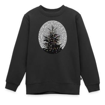 sapin de Noël illuminé dans la neige - Sweat Premium enfant bio - noir - Devant - AI Model Kid Female (0cm)