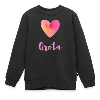 Greta Rosa Herz Mädchen Geschenk Outfit Shirt - Kinder Premium Organic Sweatshirt - Schwarz - Vorne - AI Model Kid Female (0cm)