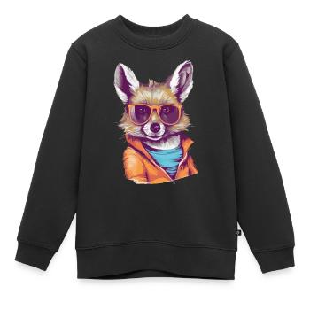 Kako, der bebrillte Numbat - Kinder Premium Organic Sweatshirt - Schwarz - Vorne - AI Model Kid Female (0cm)