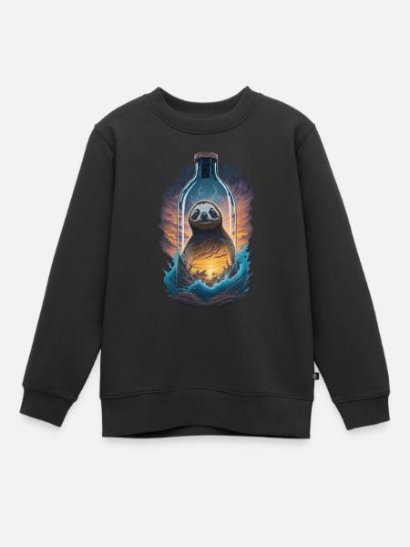 Faultier Sonnenuntergang Wasser Flasche - Kinder Premium Organic Sweatshirt - Schwarz