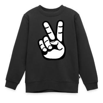 Signe de paix, signe de victoire - Sweat Premium enfant bio - noir - Devant - AI Model Kid Female (0cm)